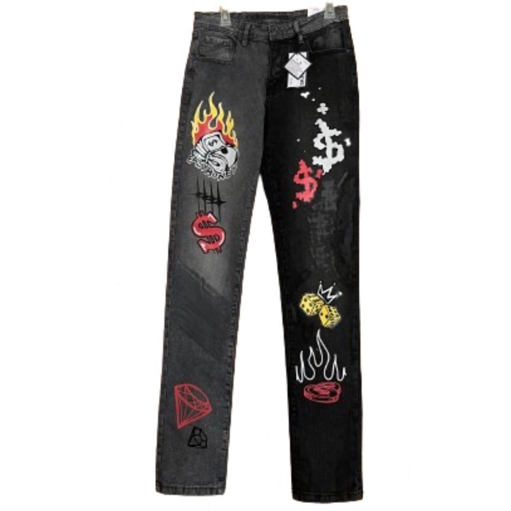 Rue21 Premium Men’s Multi Skinny Supreme Flex Painted & Customized Jeans Sz-32